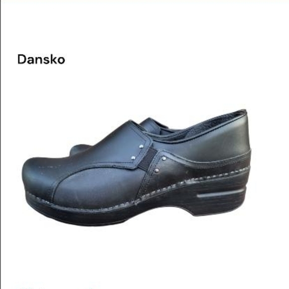 40 Dansko Phoebe Black Leather Slip On Loafer Clog Nurse Work Shoe Women 9.5 10 - Picture 2 of 13